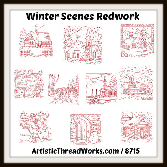 Winter Scenes Redwork  [5x7] # 10087