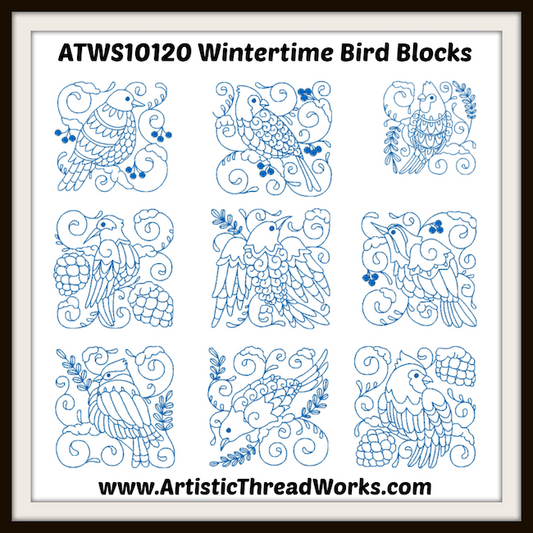Winter Time Bird Blocks  [4x4]  ATWS-10120