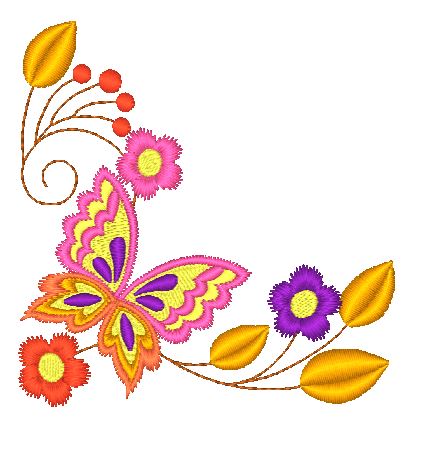 Jacobean Butterfly Corners [4x4] 11303 Machine Embroidery Designs