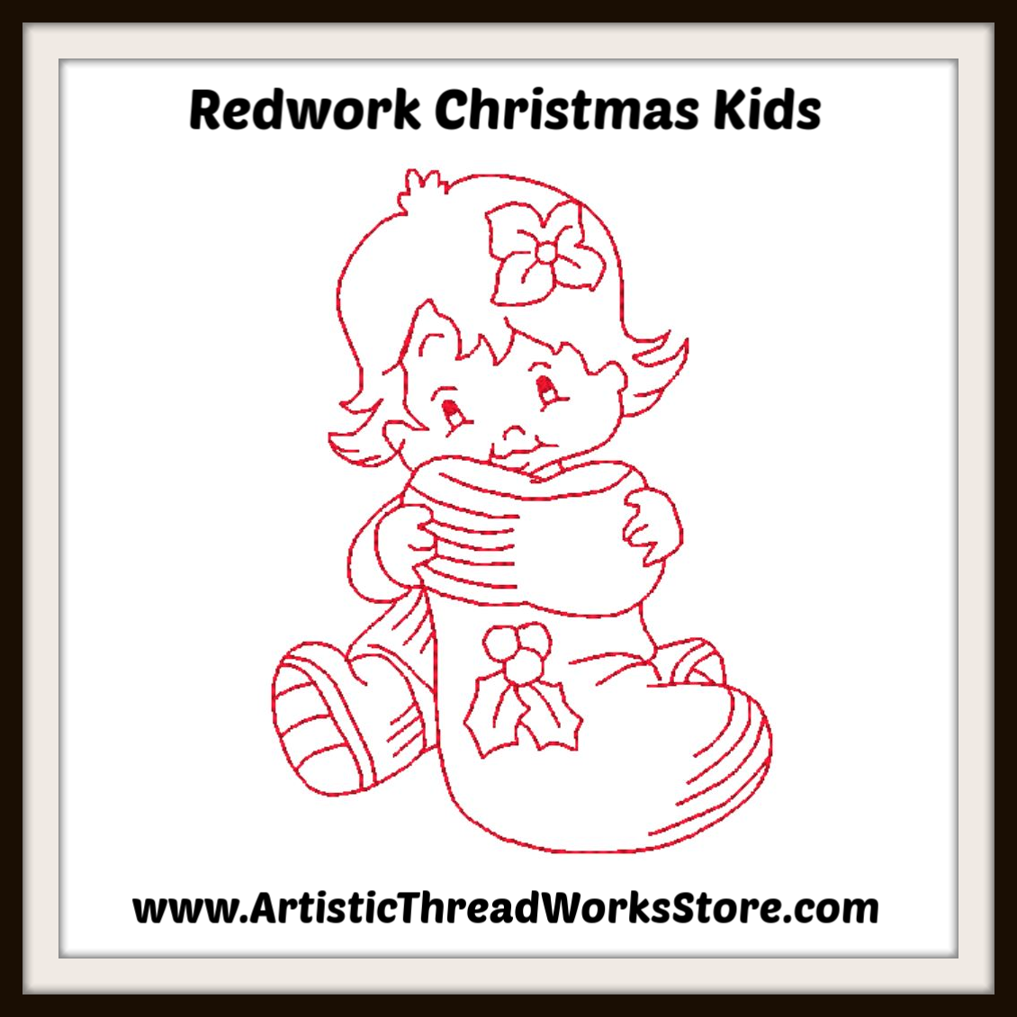 Redwork Christmas Kids   ATWS-10020