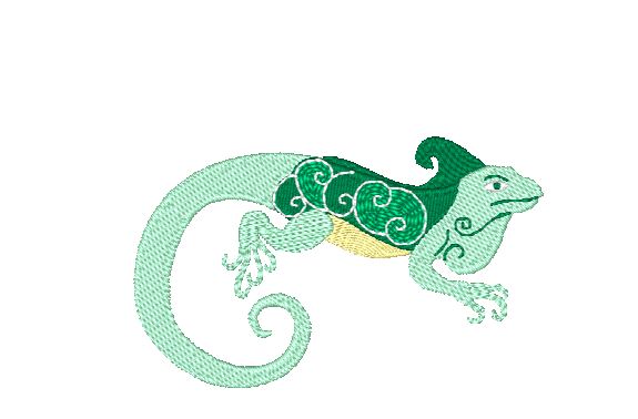 Native Curly Geckos-FLC [4x4] 11682  Machine Embroidery Designs