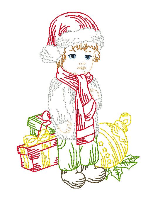 Old Christmas Redwork -1 FLC [5x7] 11698 Machine Embroidery Designs