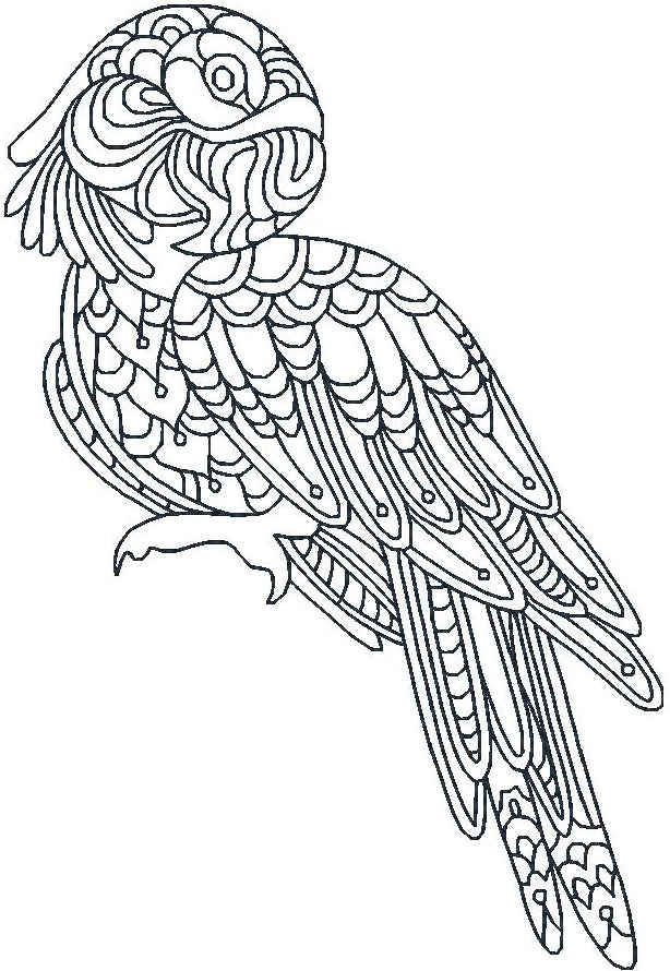 Coloring Art Deco Parrots   ATWS-10036