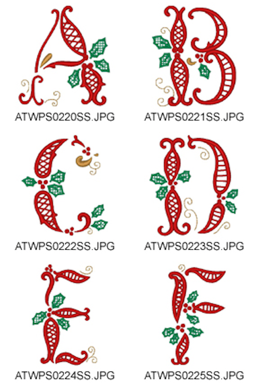 Decorative Christmas Alphabet [4x4] 10894 Machine Embroidery Designs