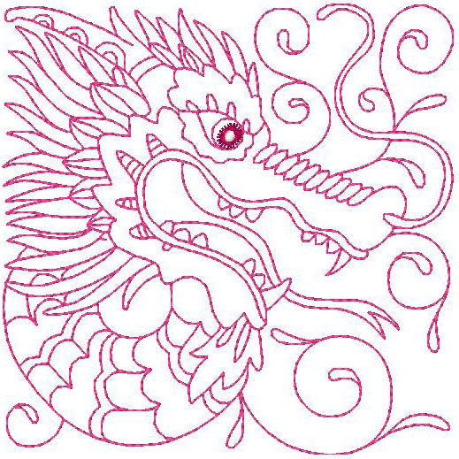 Redwork Dragon Blocks [5x7] 10631 Machine Embroidery Designs