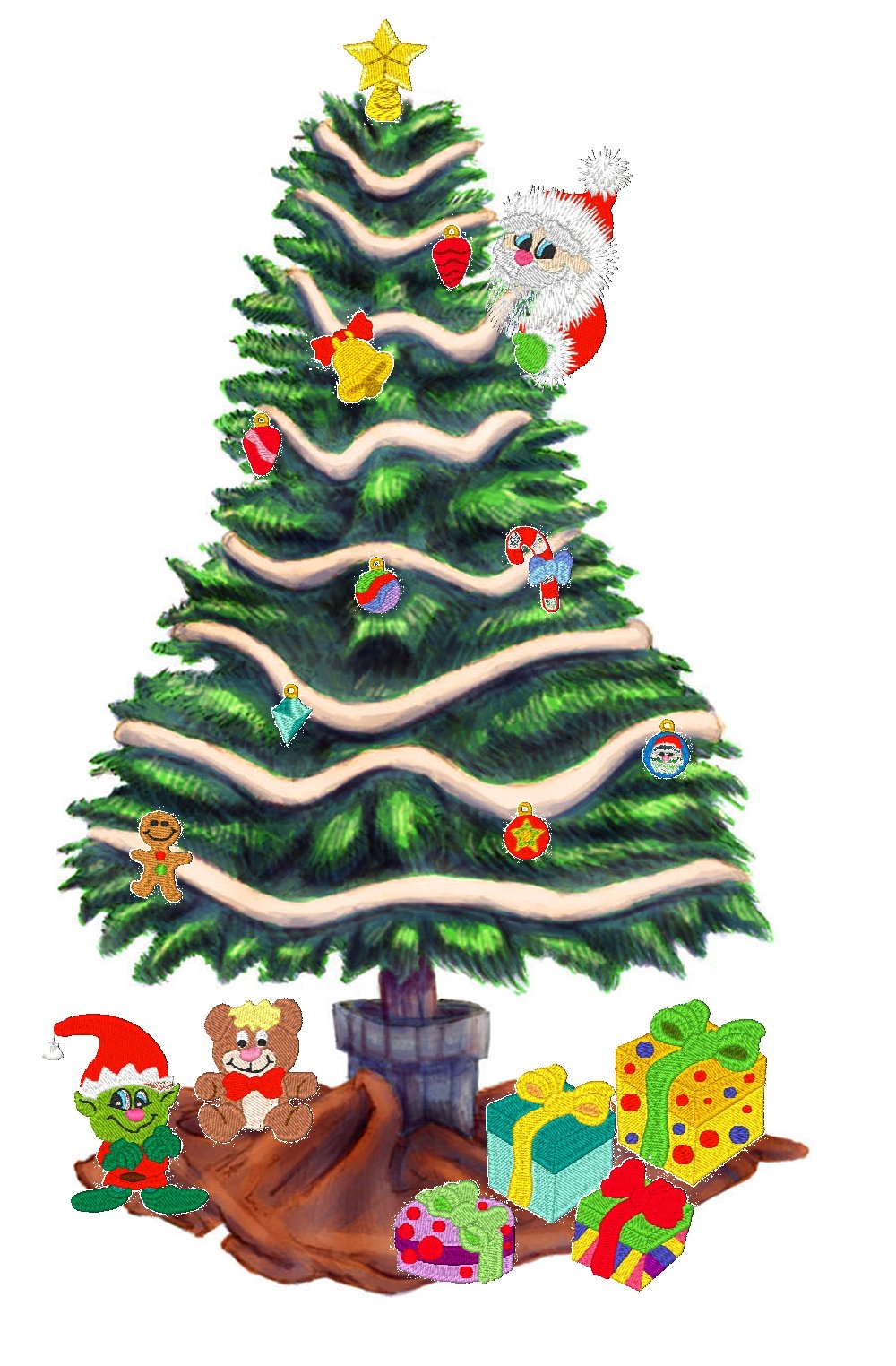 Christmas Tree Transfer AND Miniature Designs [4x4] #  10890