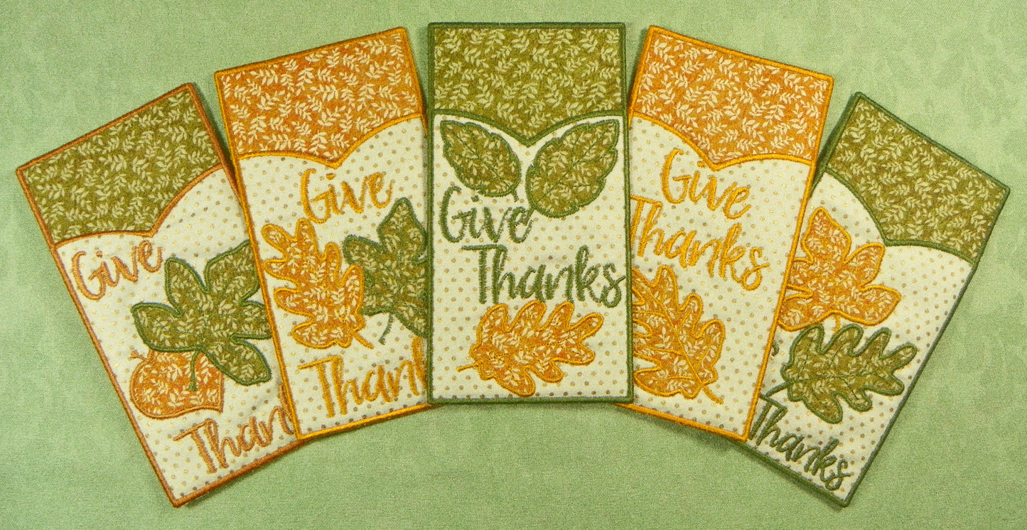 FSA Give Thanks Silverware Holder Project [6x10] 10952 Machine Embroidery Designs