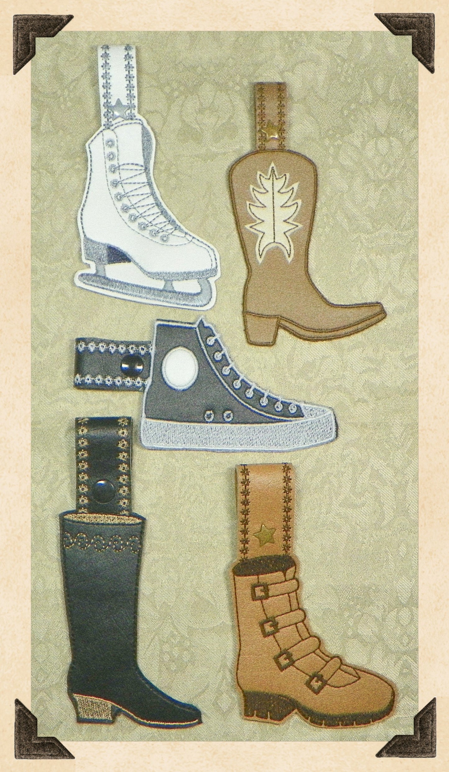 Vinyl In-The-Hoop Boots And Shoes Key Fobs  [6x10]  ATWS-10341