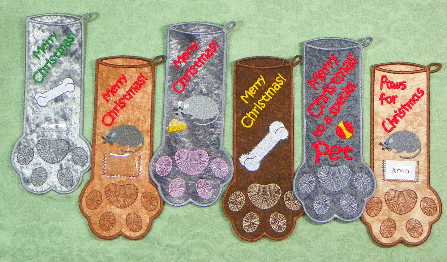FSA ITH Pet Christmas Stockings [6x10] Machine Embroidery Designs # 11573
