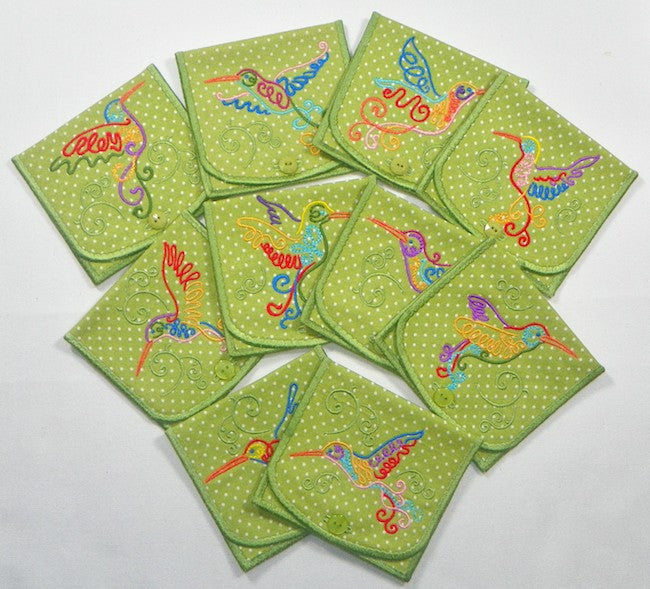 In-The-Hoop 2-Pocket Hummingbird Pouch  [5x7]  ATWS-10272
