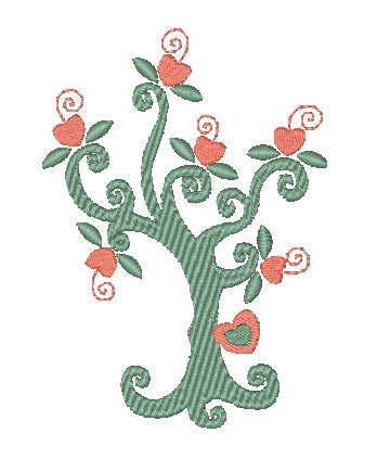Curly Valentine Trees-KM [4x4] 11783 Machine Embroidery Designs