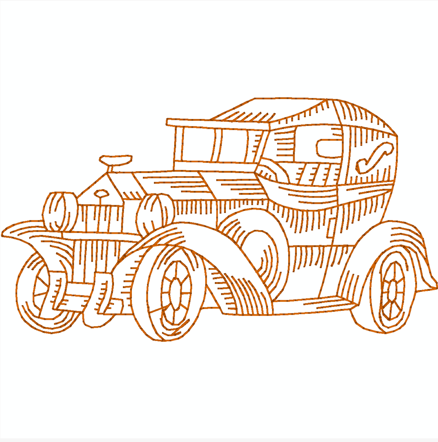 Redwork Vintage Cars [5x7] 11491  Machine Embroidery Designs