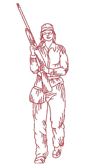 Skeet Shooting Redwork [5x7] 11005  Machine Embroidery Designs