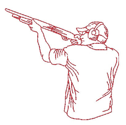 Skeet Shooting Redwork [5x7] 11005  Machine Embroidery Designs