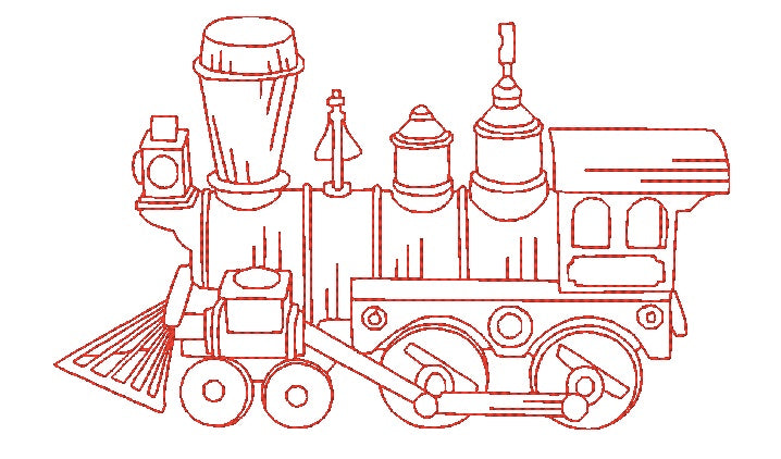 Old Locomotives Redwork [5x7] 11044 Machine Embroidery Designs