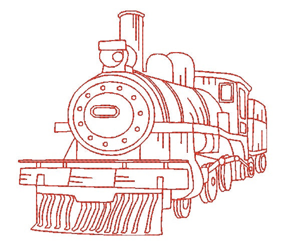 Old Locomotives Redwork [5x7] 11044 Machine Embroidery Designs