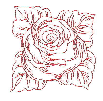 Rose sketch redwork machine embroidery design - Machine Embroidery Geek