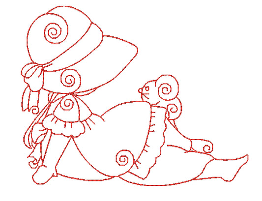 Redwork Sunbonnets and Mice [4x4] 11015  Machine Embroidery Designs