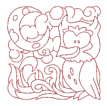 Redwork Silly Owl Blocks [4x4] 11703 Machine Embroidery Designs