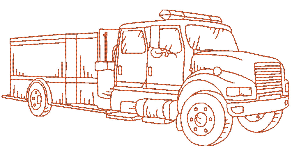 Redwork Fire Trucks [5x7] 11048 Machine Embroidery Designs