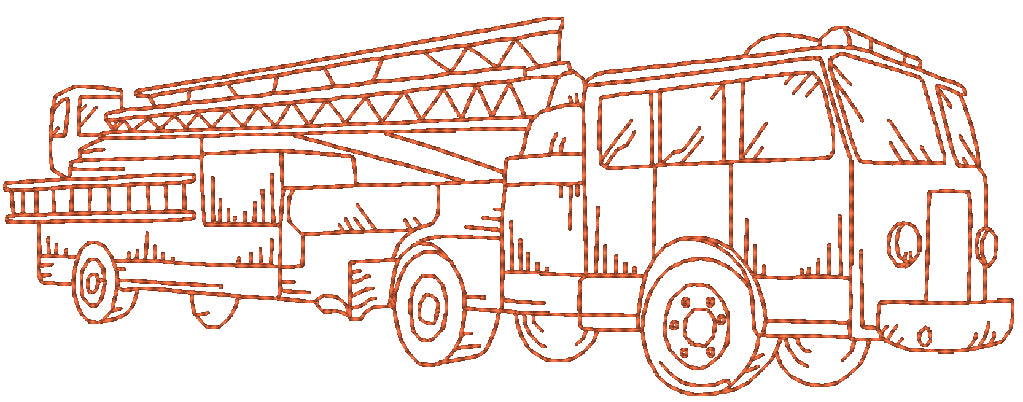Redwork Fire Trucks [5x7] 11048 Machine Embroidery Designs