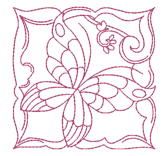 Redwork Butterfly Blocks [4x4] 11018 Machine Embroidery Designs