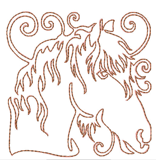Equine Fantasy Redwork [4x4] 11023 Machine Embroidery Designs