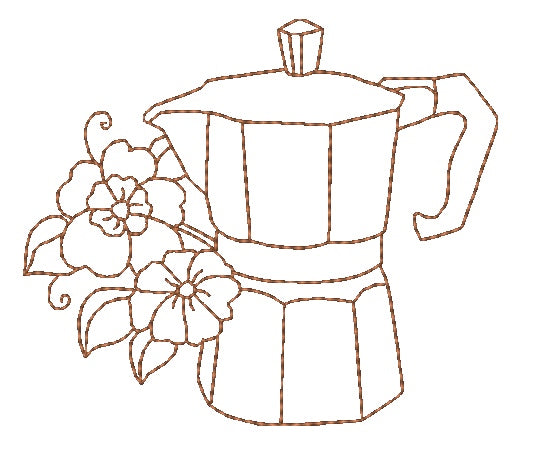 Redwork Coffee [4x4] 11004 Machine Embroidery Designs