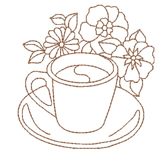 Redwork Coffee [4x4] 11004 Machine Embroidery Designs