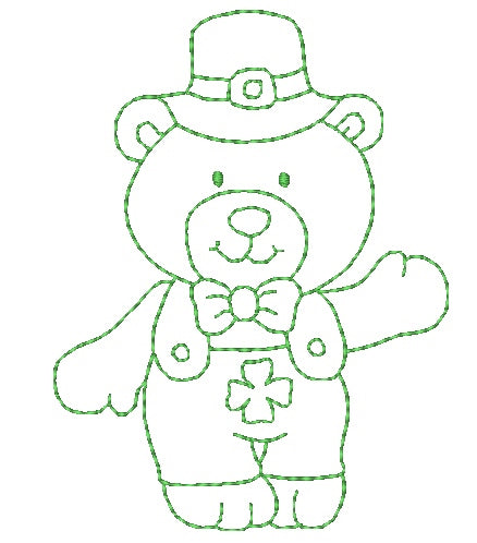 St Patricks Bears Redwork [4x4] # 11169