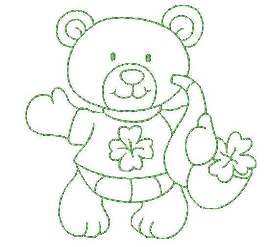 St Patricks Bears Redwork [4x4] # 11169