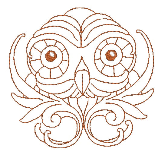 King Of Owls Redwork 11002 Machine Embroidery Designs