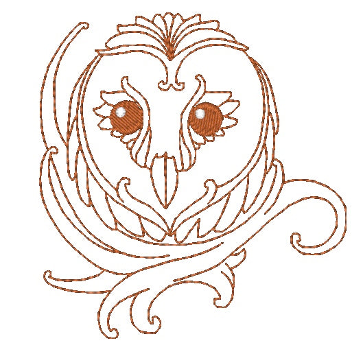 King Of Owls Redwork 11002 Machine Embroidery Designs