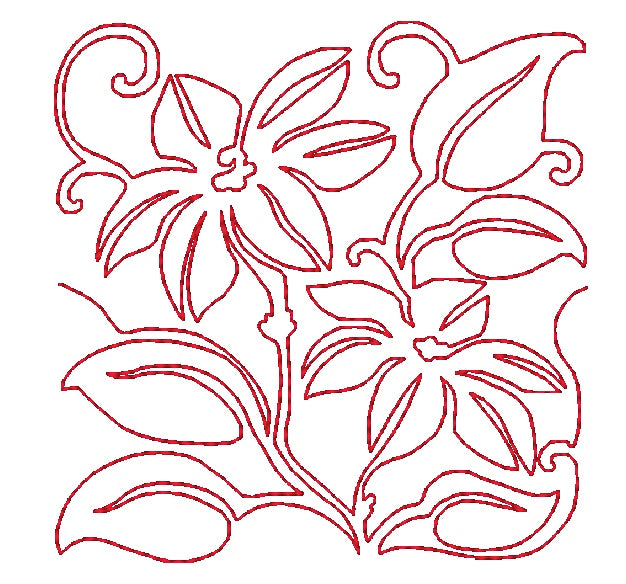 Lineart Lilies Blocks Redwork [4x4] 11331 Machine Embroidery Designs