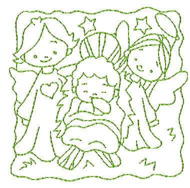 Nativity Redwork Quilt Squares  [4x4] # 10800