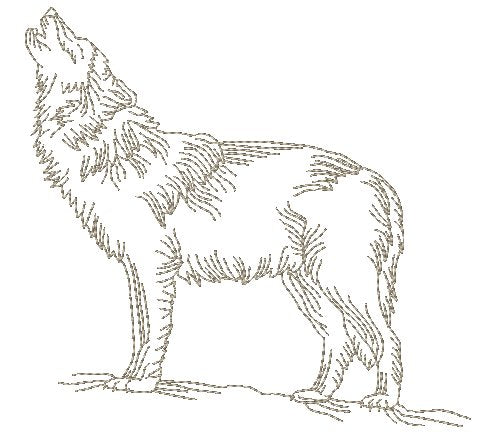 Realistic Redwork Wolves [5x7] 11010  Machine Embroidery Designs