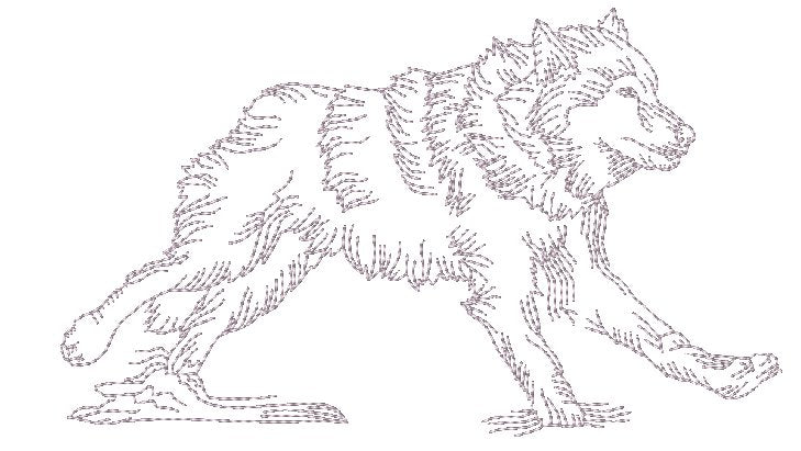 Realistic Redwork Wolves [5x7] 11010  Machine Embroidery Designs