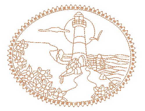 Lighthouse Landscapes Redwork [5x7] 11417 Machine Embroidery Designs