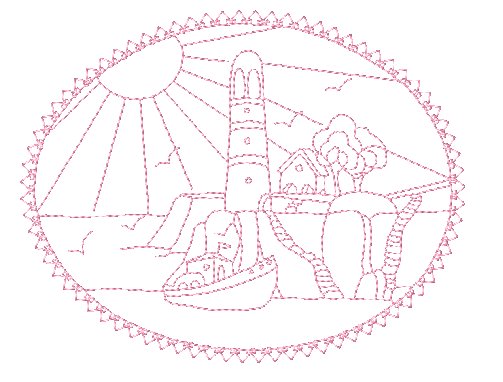 Lighthouse Landscapes Redwork [5x7] 11417 Machine Embroidery Designs