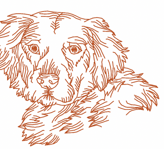 DOG BREED SERIES - Golden Retriever Redwork [4x4 & 5x7] 10987 Machine Embroidery Designs