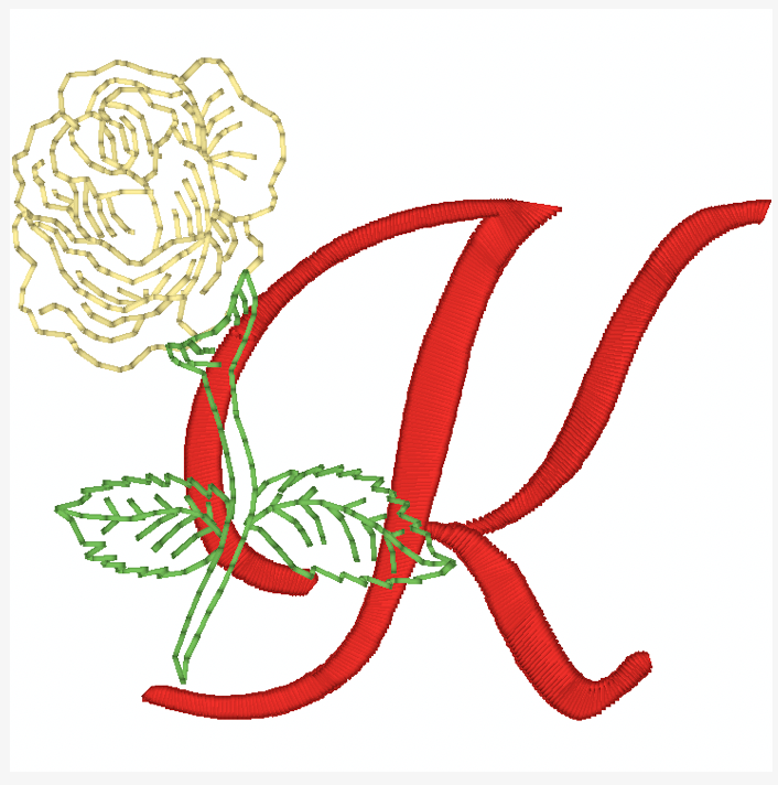 Yellow Rose Alphabet [4x4] 11827  Machine Embroidery Designs