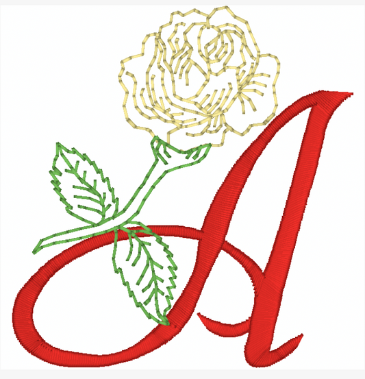Yellow Rose Alphabet [4x4] 11827  Machine Embroidery Designs