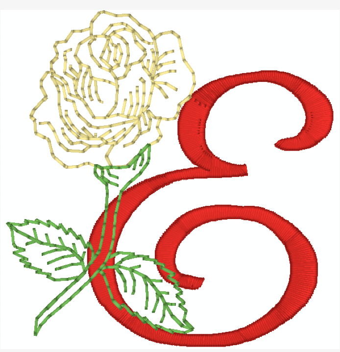 Yellow Rose Alphabet [4x4] 11827  Machine Embroidery Designs