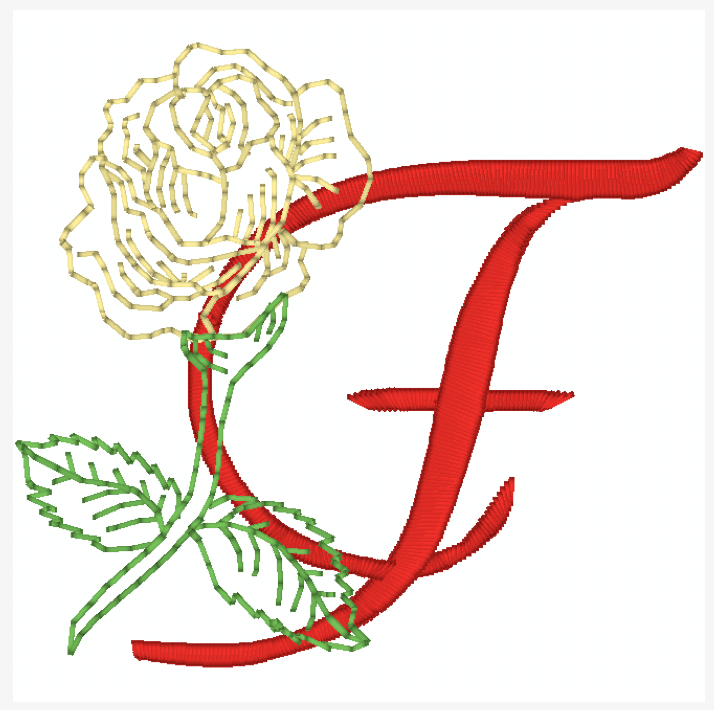 Yellow Rose Alphabet [4x4] 11827  Machine Embroidery Designs