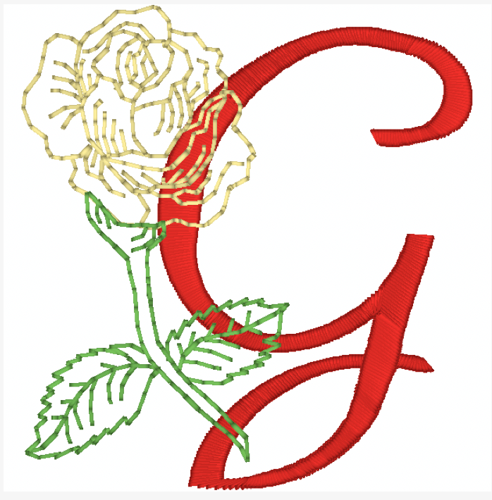 Yellow Rose Alphabet [4x4] 11827  Machine Embroidery Designs