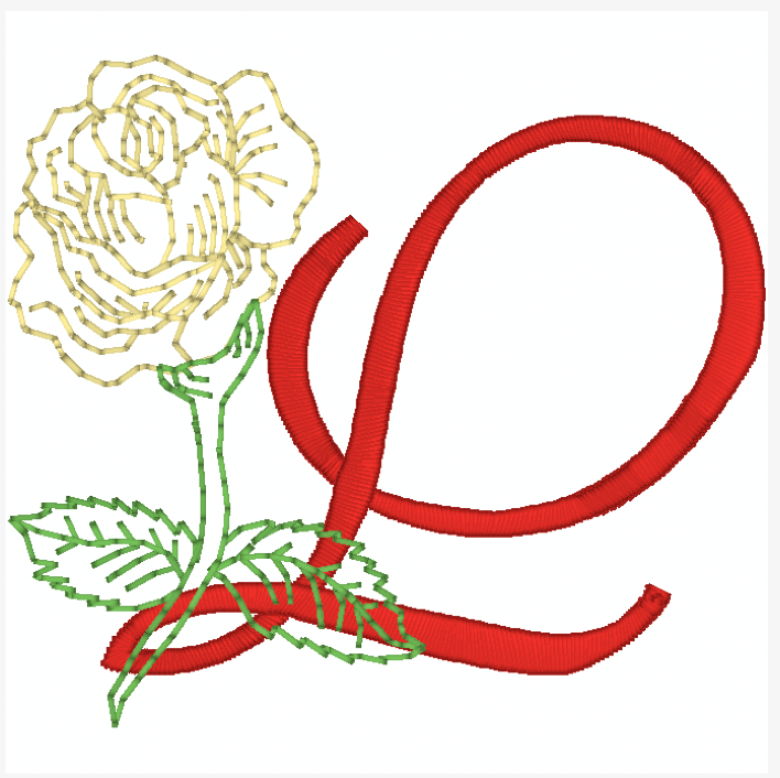 Yellow Rose Alphabet [4x4] 11827  Machine Embroidery Designs