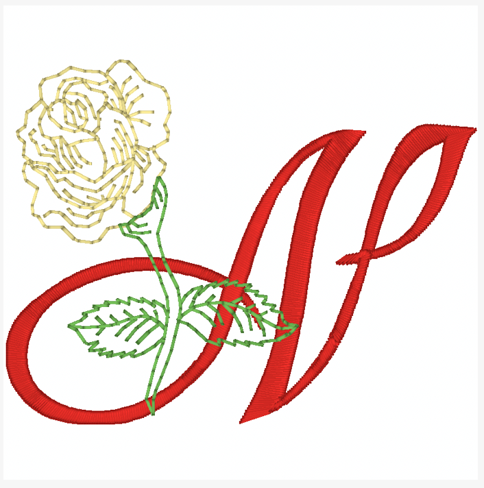 Yellow Rose Alphabet [4x4] 11827  Machine Embroidery Designs