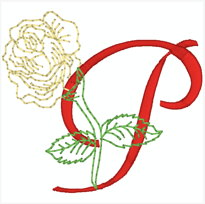 Yellow Rose Alphabet [4x4] 11827  Machine Embroidery Designs