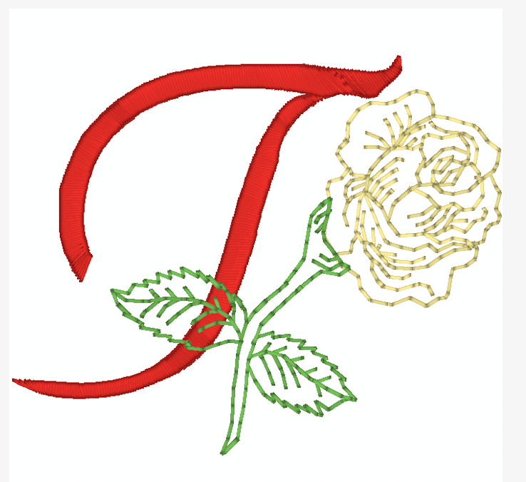 Yellow Rose Alphabet [4x4] 11827  Machine Embroidery Designs