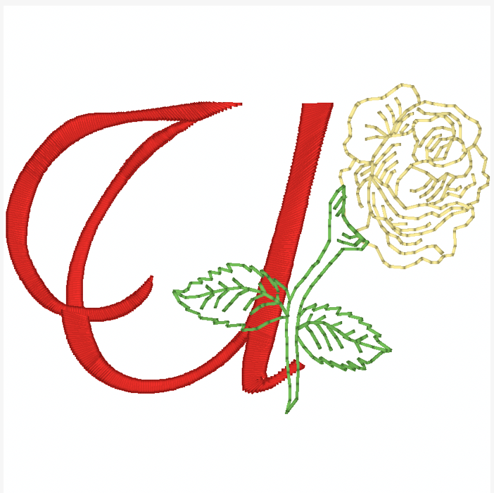 Yellow Rose Alphabet [4x4] 11827  Machine Embroidery Designs